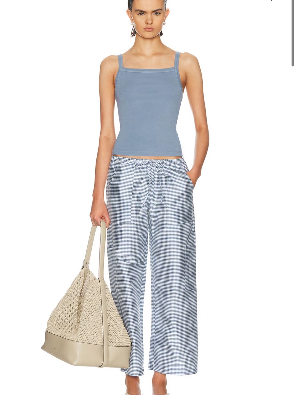 Donni. The Taffeta Gingham Drawstring Cargo Pant